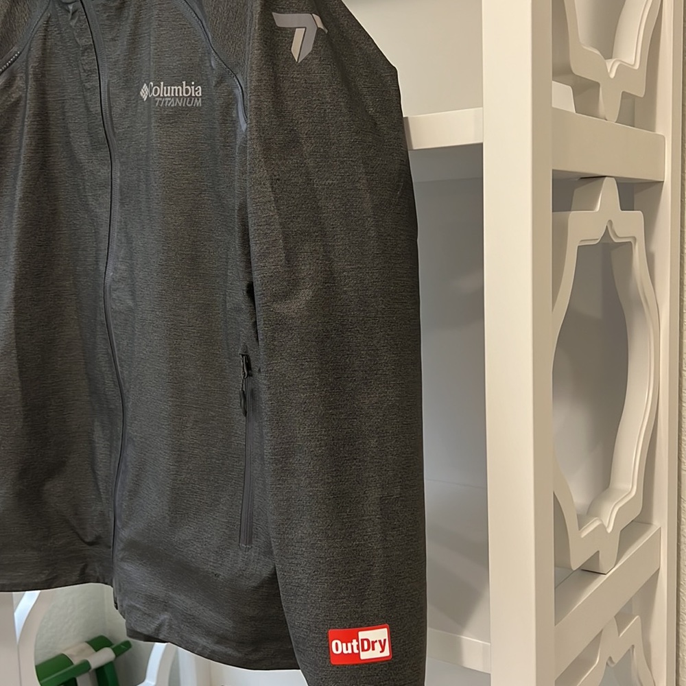 Columbia Titanium Outdry Ex Reign Hooded Waterproof Charcoal Jacket Women Size M - Picture 3 of 7